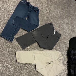 Set of 4 Casual Pants - Blue, Gray, and Tan